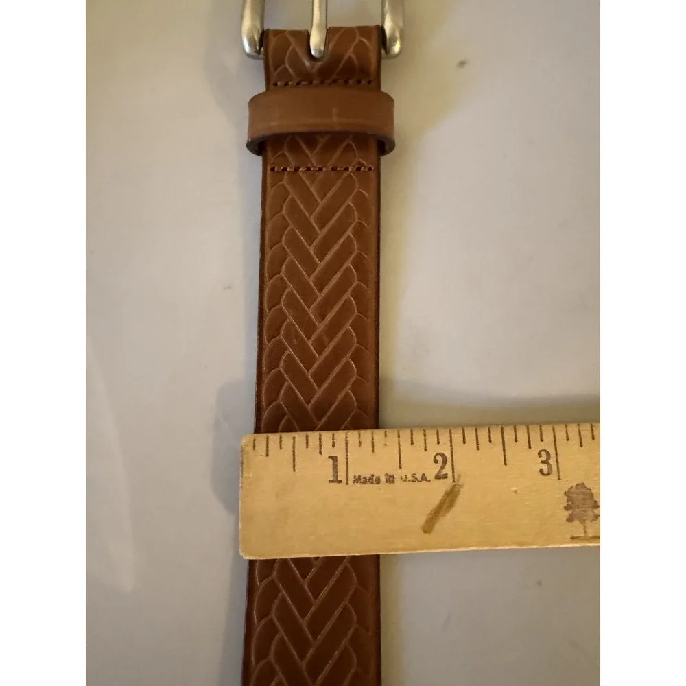J.Crew Embossed Italian Leather Belt Men's 30 Brown Dress Business Preppy CG224